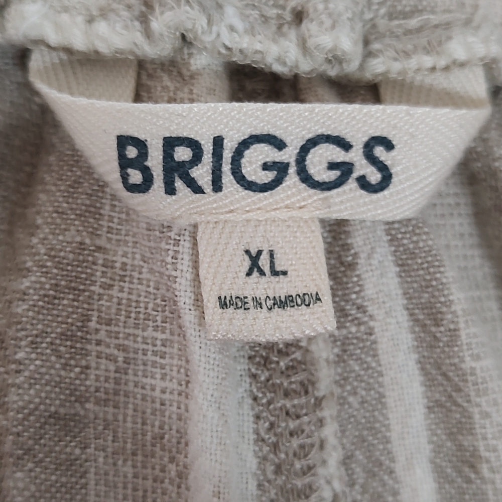 Briggs Beige/White Pull On Striped Wide Leg Linen Blend Pants Size XL - Picture 4 of 5